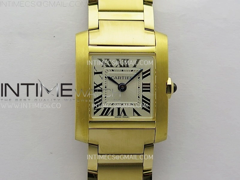 Tank Francaise Ladies 21.2mm YG 8848F 1:1 Best Edition Silver Dial on YG Bracelet Ronda Quartz V2